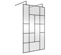 Hudson Reed 1200mm Abstract Frame Wetroom Screen With Support Bars - Matt Black
