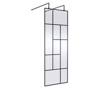 Hudson Reed 760mm Abstract Frame Wetroom Screen With Support Bars - Matt Black