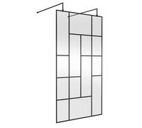 Hudson Reed Abstract Wetroom Shower Screen with Support Bars and Feet | Matt Black | Glass/Metal | 1100mm x 1950mm