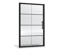 Hudson Reed ADSL14-E8 Apex Modern Bathroom 8mm Toughened Safety Glass Reversible Easy Fit Sliding Door, 1400mm, Matt Black
