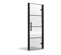 Hudson Reed Apex 900mm Hinged Shower Door & 8mm Glass, Reversible Design, Semi Frameless Shower Door, Matt Black