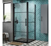 Hudson Reed Apex Black Hinged Door Square Shower Enclosure 900mm x 900mm