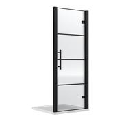 Hudson Reed ADHD80-E8 Apex Modern Bathroom 8mm Toughened Safety Glass Reversible Easy Fit Hinged Door, 800mm, Matt Black