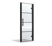 Hudson Reed ADHD90-E8 Apex Modern Bathroom 8mm Toughened Safety Glass Reversible Easy Fit Hinged Door, 900mm, Matt Black