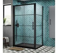 Hudson Reed Apex Black Sliding Door Rectangular Shower Enclosure 1200mm x 800mm