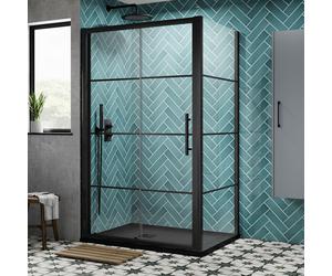 Hudson Reed Apex Black Sliding Door Rectangular Shower Enclosure 1200mm x 800mm