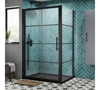 Hudson Reed Apex Black Sliding Door Rectangular Shower Enclosure 1400mm x 800mm