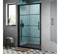 Hudson Reed Apex Black Sliding Shower Door 1400mm Wide - 8mm Glass