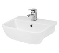 Hudson Reed Aria White Gloss Compact Soft Square 1 Tap Hole Semi Recessed Basin