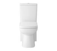 Hudson Reed Arlo Short Projection Close Coupled Toilet Pan, Cistern and Soft Close Toilet Seat | White | Ceramic | 380mm x 845mm x 585mm