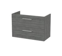 Hudson Reed Arno 800mm Wall Hung 2-Drawer Unit-Anthracite Woodgrain