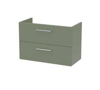 Hudson Reed Arno 800mm Wall Hung 2-Drawer Unit-Satin Green