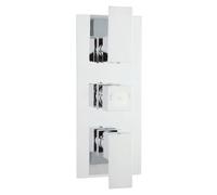 Hudson Reed Art Triple Concealed Thermostatic Shower Valve and Diverter with 3 Outlets | Chrome | Metal | 120mm x 300mm x 135mm