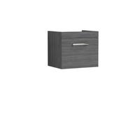 Hudson Reed Athena Wall Hung 1 Drawer Vanity Unit 500mm-Anthracite Woodgrain