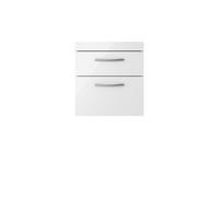 Hudson Reed Athena Wall Hung 2 Drawer Vanity Unit 500mm-Gloss White