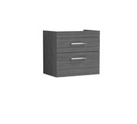 Hudson Reed Athena Wall Hung 2 Drawer Vanity Unit 600mm-Anthracite Woodgrain