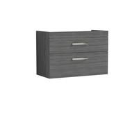 Hudson Reed Athena Wall Hung 2 Drawer Vanity Unit 800mm-Anthracite Woodgrain