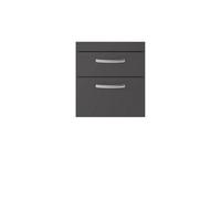 Hudson Reed Athena Wall Hung Vanity Unit, Durable Soft Close 2-Door, Modern Bathroom Cabinet Storage In Gloss Grey, 500mm