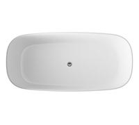 Hudson Reed Bella Oval Freestanding Bath Tub With Push Button Waste, Durable Acrylic Designer Bathtub In White, 1495X720mm