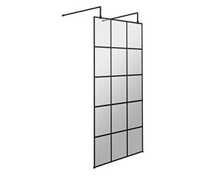 Hudson Reed BFAF090 Modern Bathroom Black Framed Free Standing Wetroom Screen, 900mm