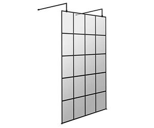 Hudson Reed BFAF11 Modern Bathroom Black Framed Free Standing Wetroom Screen, 1100mm, Black