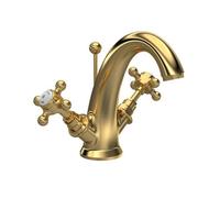 Hudson Reed Brass Topaz With Crosshead Mono Basin Mixer - Brushed Brass