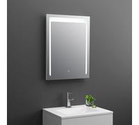 Nuie LQ501 Carina Modern Bathroom Wall Hung Lit LED Touch Sensor Mirror with Built in Demister Pad, 700mm x 500mm, White