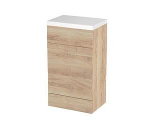 Hudson Reed CBI3005 Fusion Modern Bathroom Floor Standing WC Unit and Polymarble Top (Pan and Cistern Sold Separately), 500mm, Bleached Oak