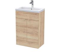 Hudson Reed Fusion Woodgrain 2 Door Combination Vanity Unit | Bleached Oak | MFC | 600mm