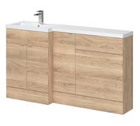 Hudson Reed Fusion Full Depth Combination 3 Door Vanity and 600mm Toilet Unit with Left Hand Basin | Bleached Oak | 1500mm