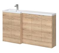 Hudson Reed CBI3017 Fusion Modern Bathroom Floor Standing Vanity, Basin and Base Units Full Depth Combination Unit - Left Hand, 1500mm, Bleached Oak