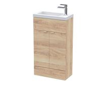 Hudson Reed Fusion Compact Woodgrain 2 Door Combination Vanity Unit | Bleached Oak | MFC | 500mm