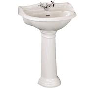 Hudson Reed Chancery Crt007 500X380mm 1 Tap Hole White Gloss Vitreous China Pedestal Basin (855mm)