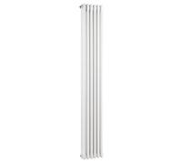 Hudson Reed Colosseum Floor Mounted Traditional Radiator With Wall Support Triple Column Radiator In High Gloss White, 1800X287mm
