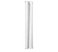 Hudson Reed Colosseum Floor Mounted Traditional Radiator With Wall Support Triple Column Radiator In High Gloss White, 1500X287mm