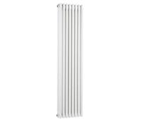 Hudson Reed Colosseum Floor Mounted Traditional Radiator With Wall Support Triple Column Radiator In High Gloss White, 1500X368mm