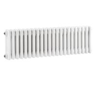 Hudson Reed Colosseum Floor Mounted Traditional Radiator With Wall Support Triple Column Radiator In High Gloss White, 300 X 999mm