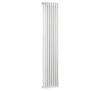 Hudson Reed Colosseum Floor Mounted Traditional Radiator With Wall Support Triple Column Radiator In High Gloss White, 1800X376mm