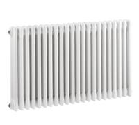 Hudson Reed Colosseum Floor Mounted Traditional Radiator With Wall Support Triple Column Radiator In High Gloss White, 600 X 999mm
