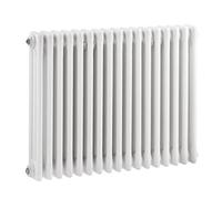Hudson Reed Colosseum Floor Mounted Traditional Radiator With Wall Support Triple Column Radiator In High Gloss White, 600 X 777mm