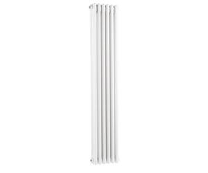 Hudson Reed Colosseum Floor Mounted Traditional Radiator With Wall Support Triple Column Radiator In High Gloss White, 1500X287mm