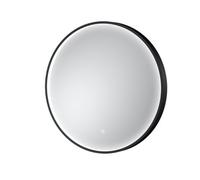 Hudson Reed Columba Wall Hung Led Touch Sensor Mirror, Contemporary Round Bathroom Mirror In Black Finish, 600X600mm