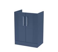 Hudson Reed Deco Floor Standing 2-Door Vanity Unit, Elegant Floor Standing Vanity Unit With Bar Handle Design In Satin Blue