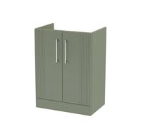 Hudson Reed Deco Floor Standing 2-Door Vanity Unit, Elegant Floor Standing Vanity Unit With Bar Handle Design In Satin Green