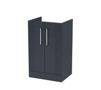 Hudson Reed Deco Floor Standing 2-Door Vanity Unit, Stylish Vanity Unit In Bathroom For Contemporary Interiors, Satin Soft Black