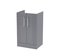 Hudson Reed Deco Floor Standing 2-Door Vanity Unit, Stylish Vanity Unit In Bathroom For Contemporary Interiors, Satin Grey