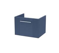 Hudson Reed Deco Wall Hung 1-Drawer Vanity Unit, Compact Modern Vanity Unit In Bathroom With Bar Handle Design, Satin Blue