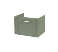 Hudson Reed Deco Wall Hung 1-Drawer Vanity Unit, Compact Modern Vanity Unit In Bathroom With Bar Handle Design, Satin Green