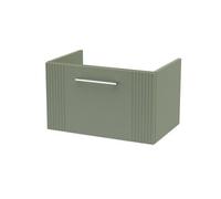 Hudson Reed Deco Wall Hung 1-Drawer Vanity Unit, Elegant Modern Vanity Unit In Bathroom With Bar Handle Design, Satin Green