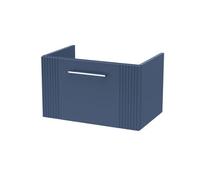 Hudson Reed Deco Wall Hung 1-Drawer Vanity Unit, Elegant Modern Vanity Unit In Bathroom With Bar Handle Design, Satin Blue